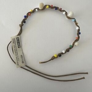 ALE-HOP Hemp Beaded Anklet Womens 10.5 Inch Multicolor Boho Adjustable Tie Spain